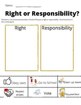 rights and responsibilities worksheet 1st grade